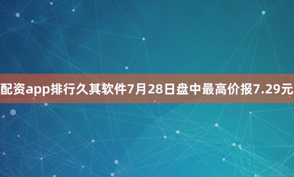 配资app排行久其软件7月28日盘中最高价报7.29元